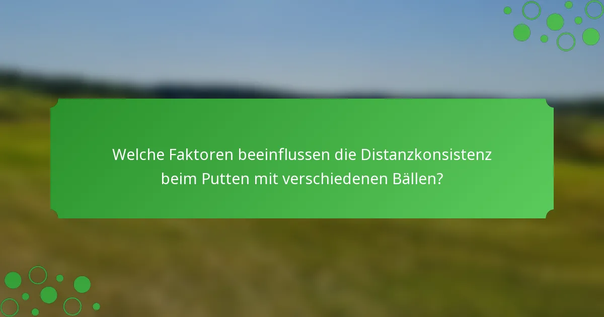Welche Faktoren beeinflussen die Distanzkonsistenz beim Putten mit verschiedenen Bällen?