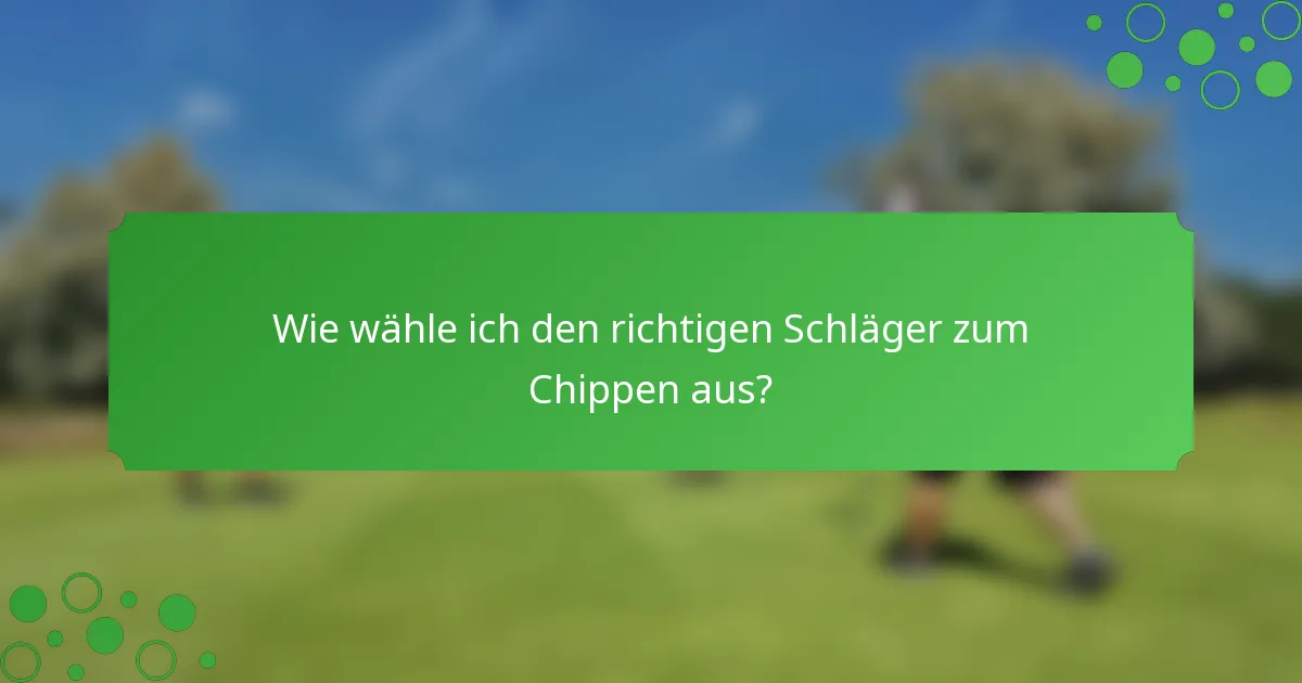Wie wähle ich den richtigen Schläger zum Chippen aus?
