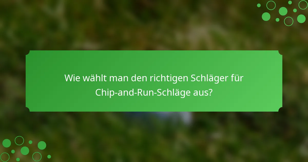 Wie wählt man den richtigen Schläger für Chip-and-Run-Schläge aus?
